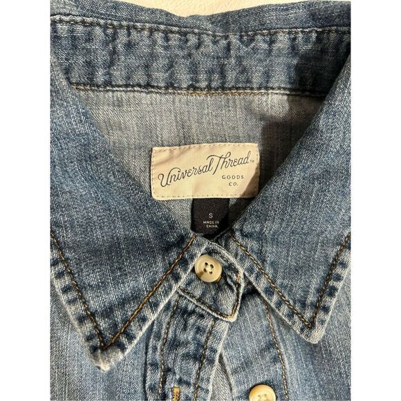 Universal Thread Womens dress Size S Sleeveless Button Up Blue Chambray Denim - Picture 3 of 9